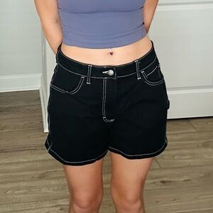 Dickies Black Shorts with White Stitching